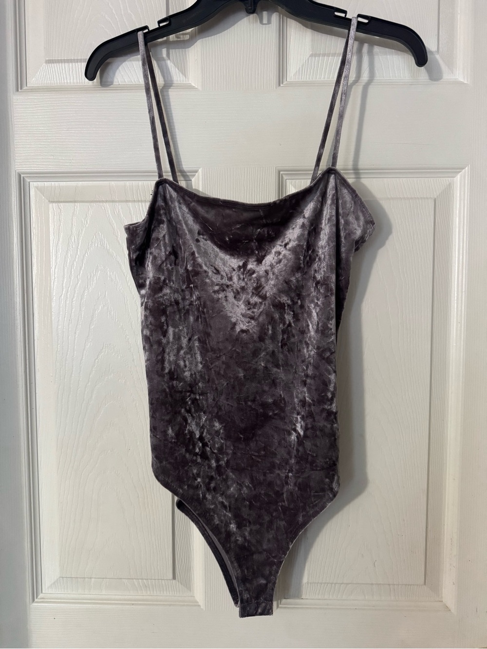 Crushed Velvet Spaghetti-Strap Bodysuit